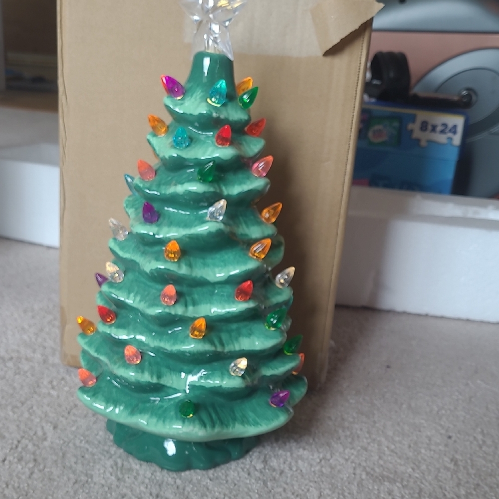 Ceramic Christmas Tree with Multicolor Lights